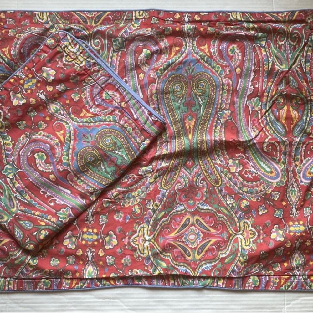 Lauren Ralph Lauren Pillow Shams Set of 2 Red Paisley Standard 25/20” - Picture 2 of 4